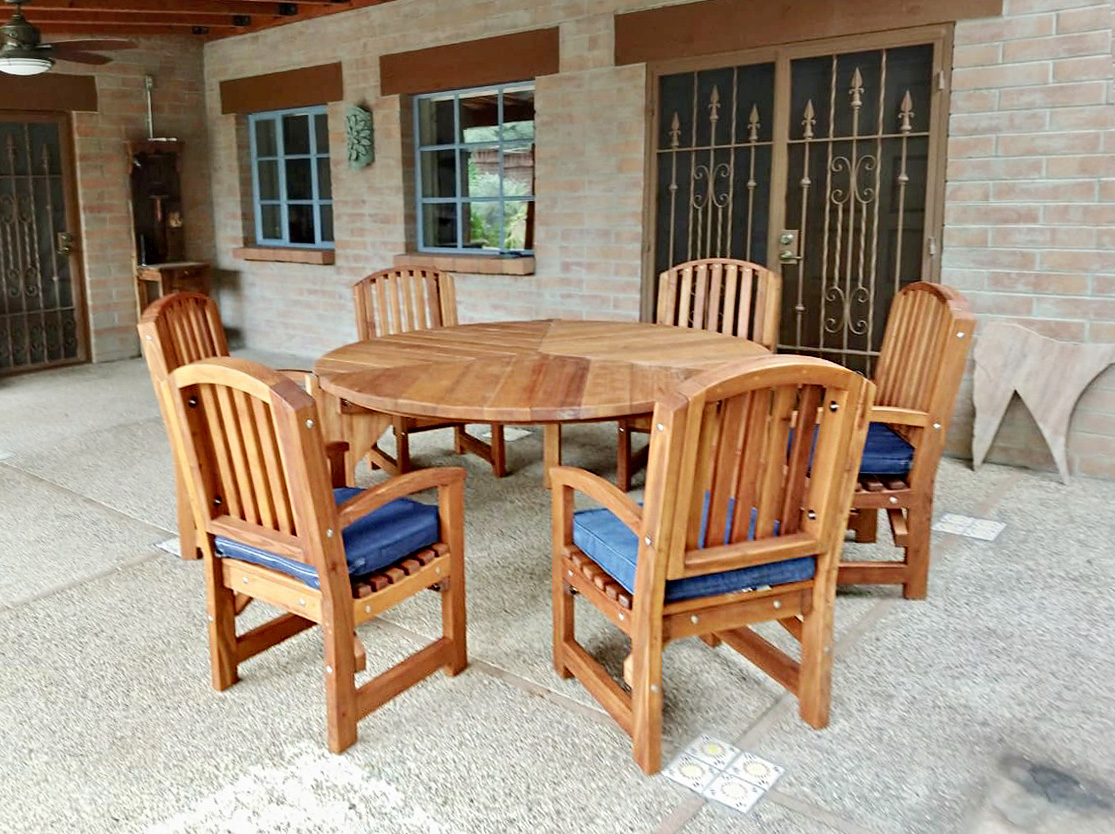 Retro Outdoor Patio Table 1950s Style Wood Table & Chairs
